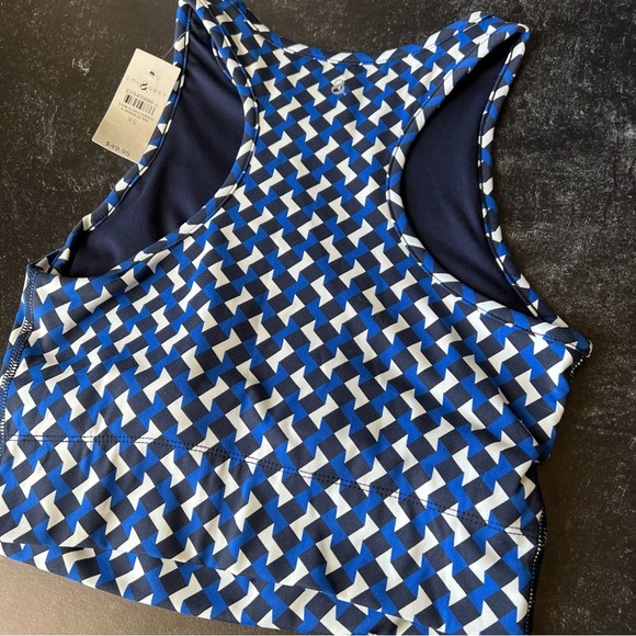 Lou & Grey Chevron Softsculpt Racerback Blue/white/black Bralette XS NWT - Picture 11 of 13
